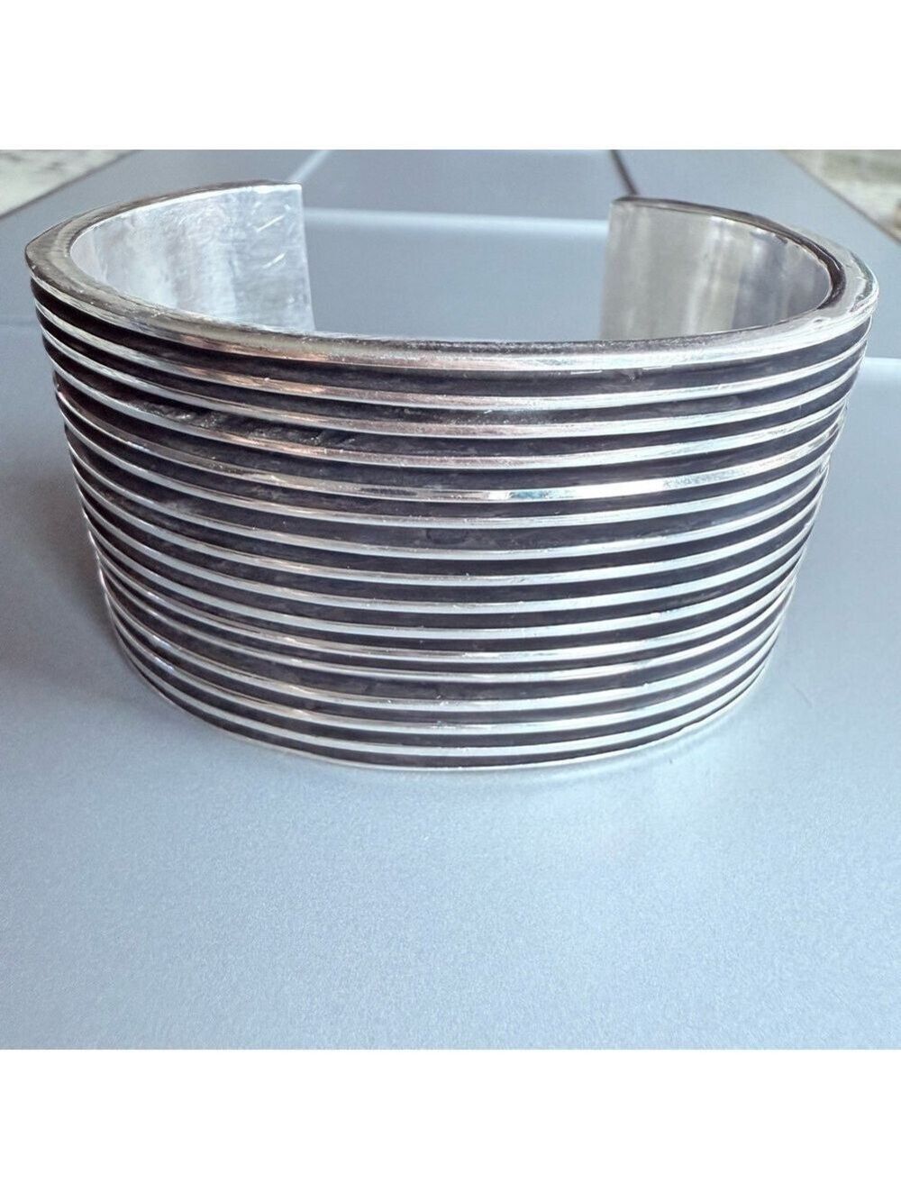 MASSIVE Navajo HS Herman Smith Rare Southwest Sterling Silver Wide Cuff … - Picture 5 of 13
